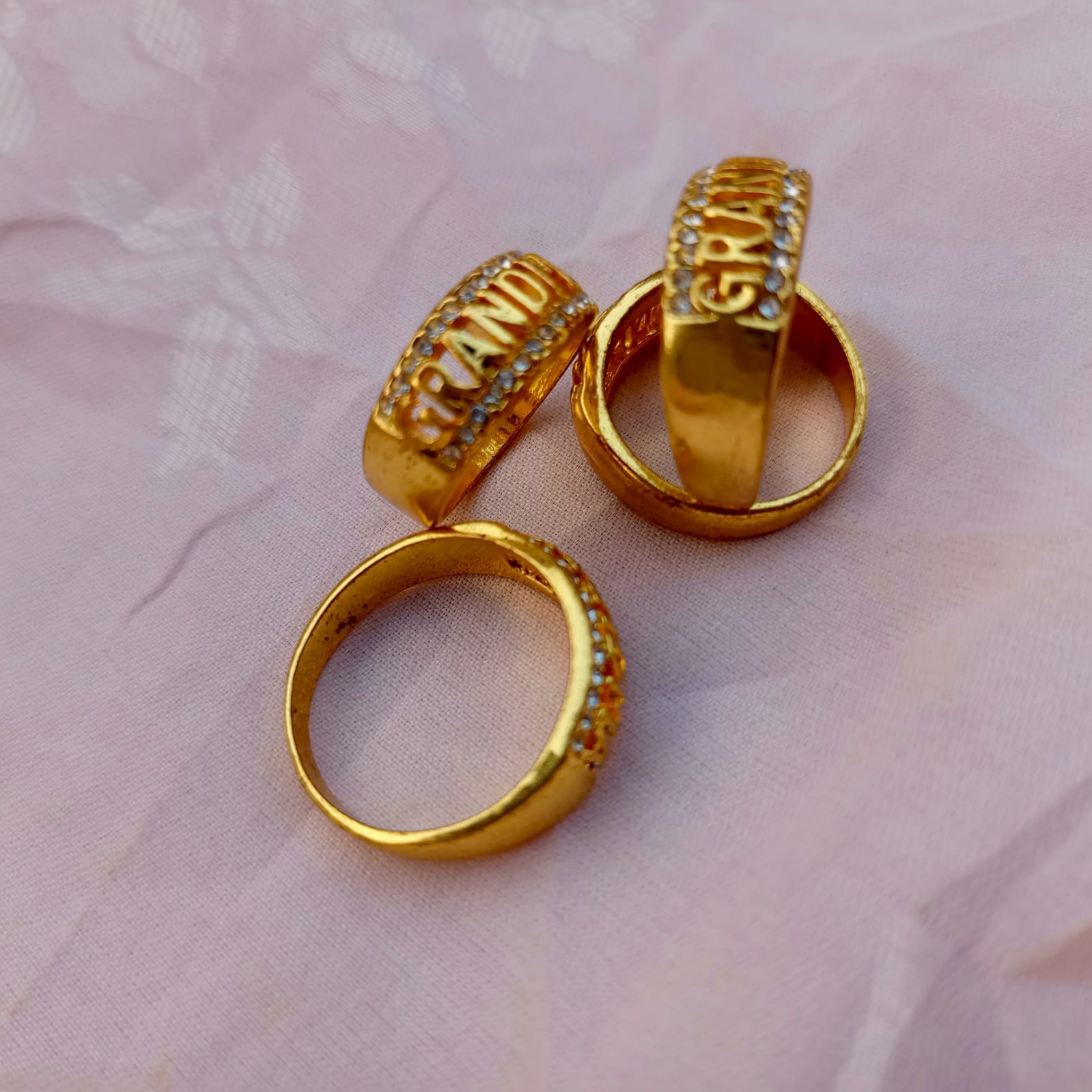 Grandma Gold Plated Crystal Ring - Personalized Gift for Grandmother