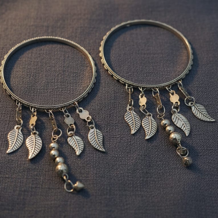 Boho Leaf Charm Bangles
