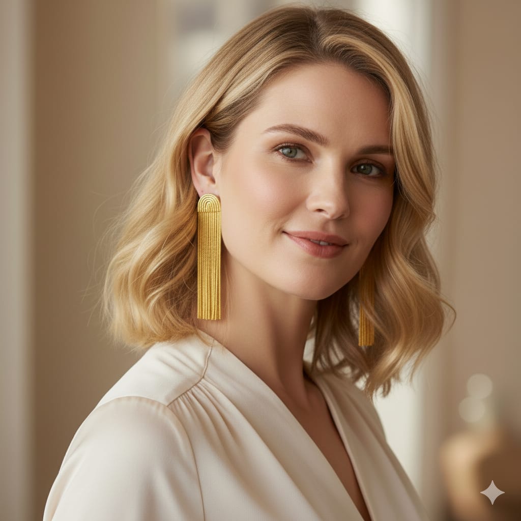 Luxurious Gold Tassel Earrings