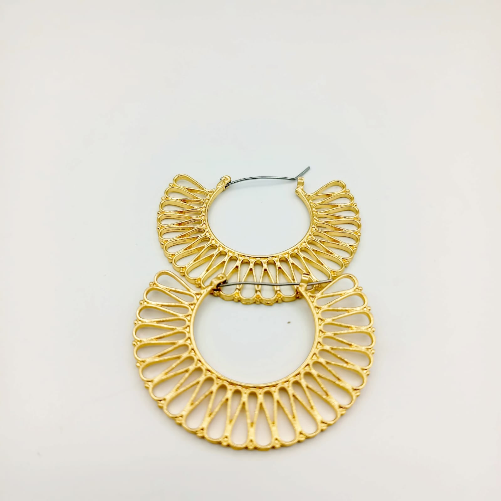 Golden Radiance Fan Hoop Earrings