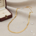 Gold Chevron Chain Necklace - Delicate Leaf Pattern Design