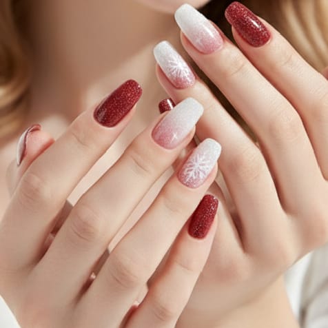 Pink to Burgundy Ombre Press-On Nails - 24 Pieces Gradient Design