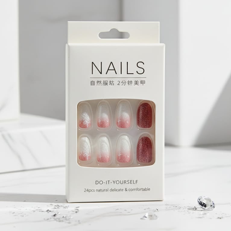 Pink to Burgundy Ombre Press-On Nails - 24 Pieces Gradient Design