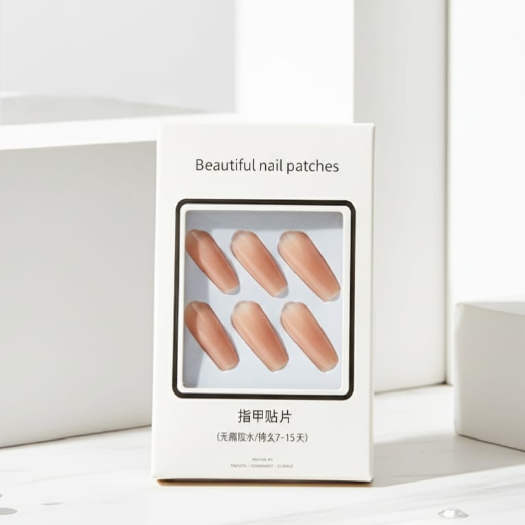 Nude Nail Patches - Natural Beige Peach Tones (7-15 Days Wear)