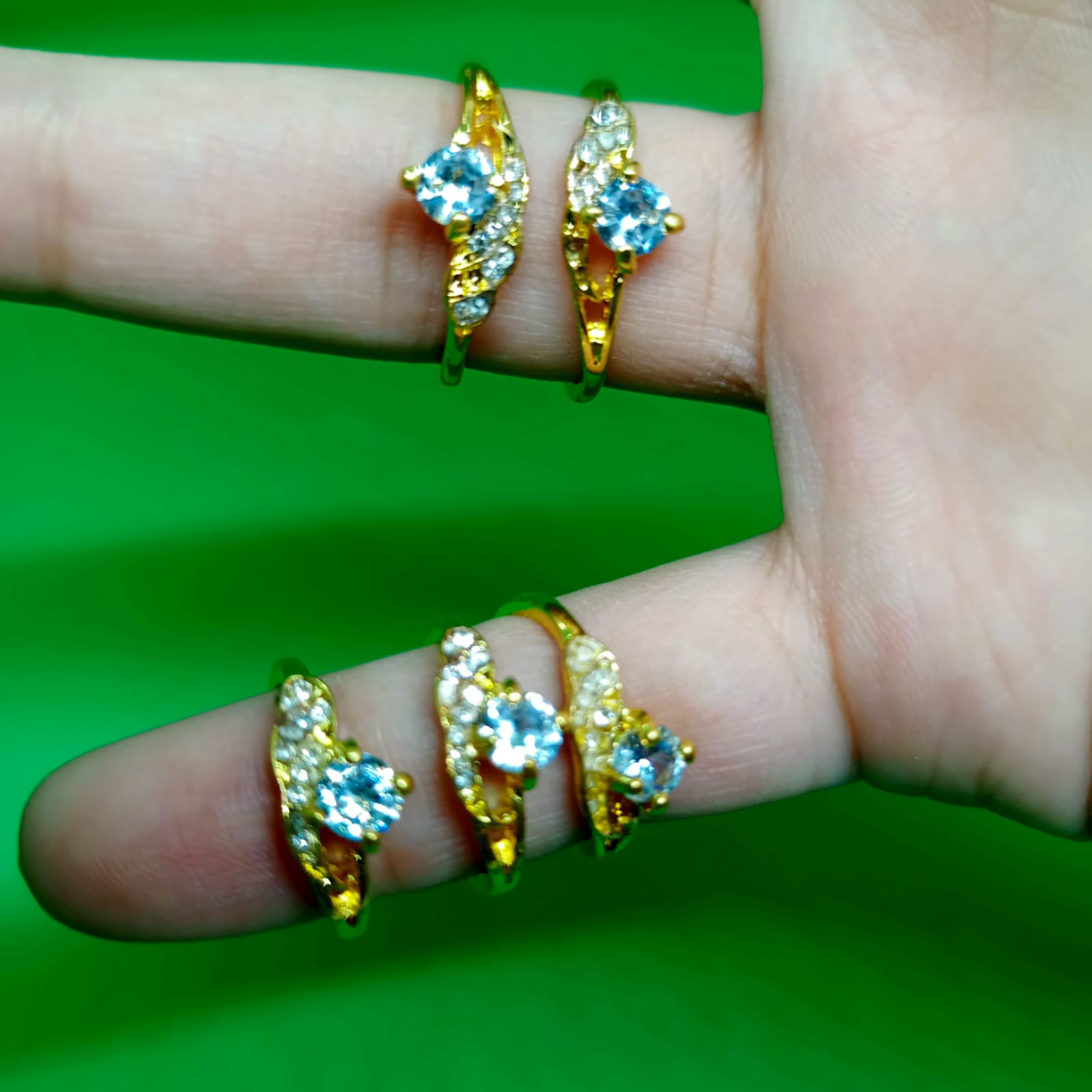 Elegant Gold White Topaz Ring - Rainbow Sparkle Statement Ring