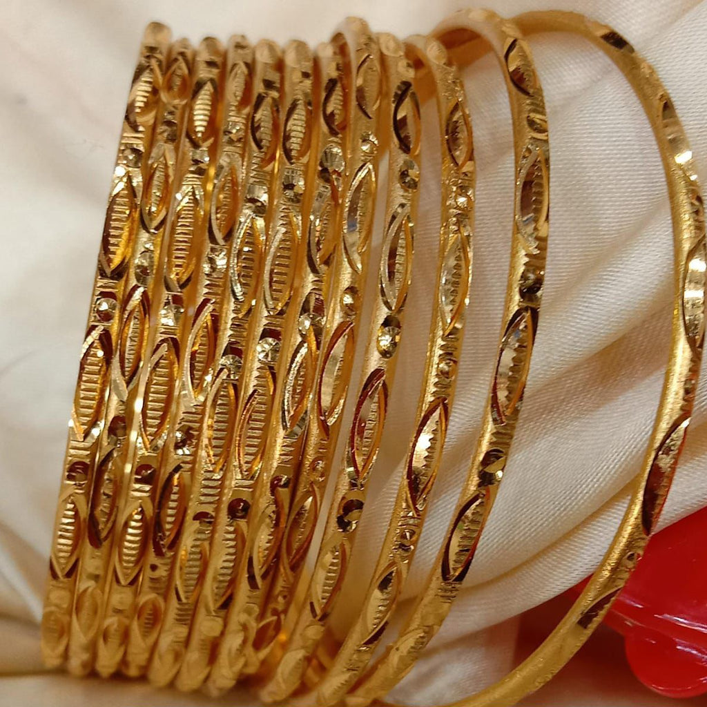 Gold Plated Baby Bangles Set of 6 - Traditional Design Baby Jewelry