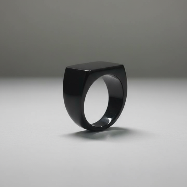 Black Marble Ring - Natural Stone Elegance Band