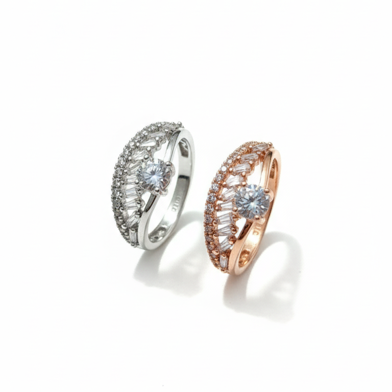 Crystal Ring with Ornate