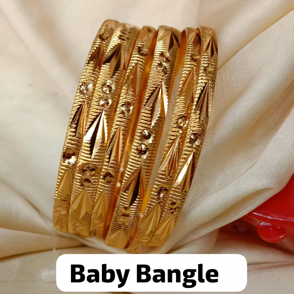 Gold Plated Baby Bangles Set - Intricate Design Baby Jewelry