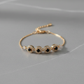 Gold Bracelet with Black Crystal Stones - Elegant Chain Bracelet