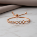 Rose Gold Circular Link Bracelet - Adjustable Chain Bracelet