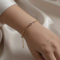 Luxury Gold Chain Bracelet with Gemstones - Delicate Bridal Jewelry