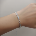 Silver Crystal Bracelet with Heart - Elegant Bridal Jewelry