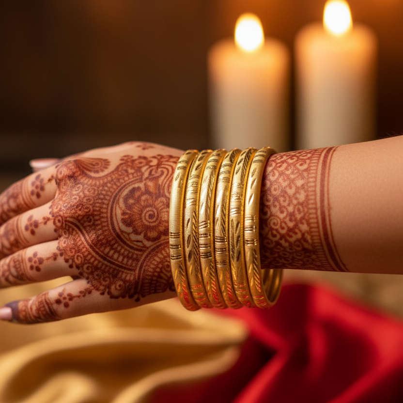 Gold Plated Bangles Set of 6
