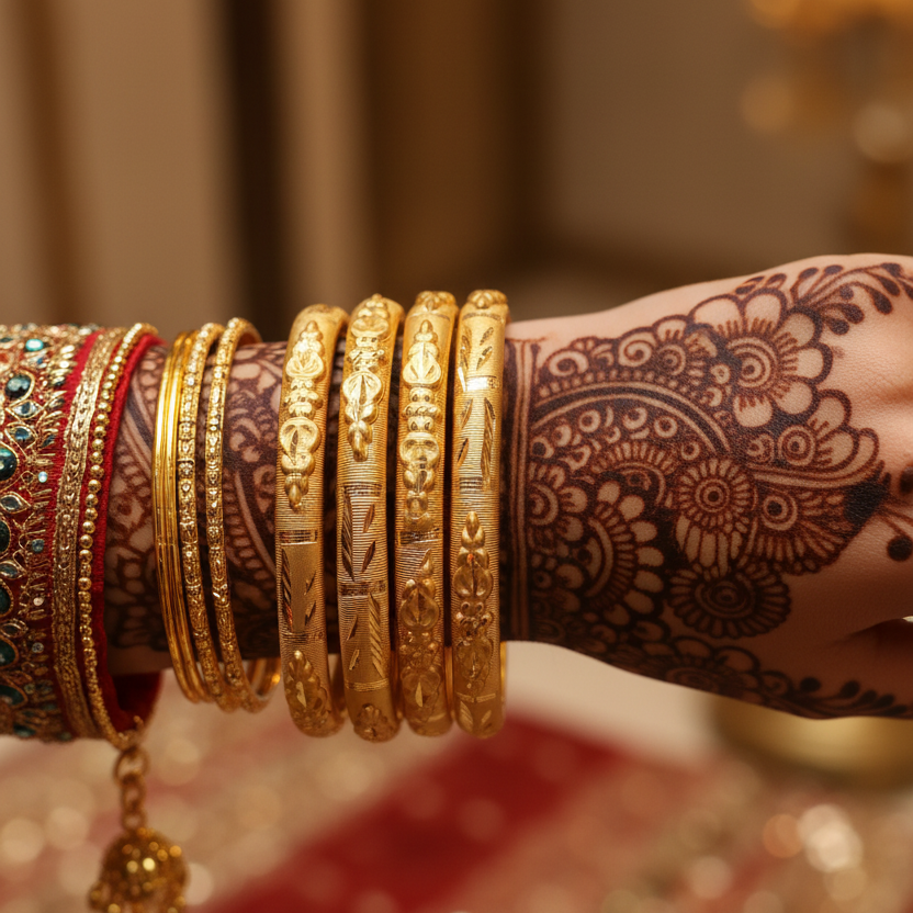 Gold Plated Bangles Set of 4