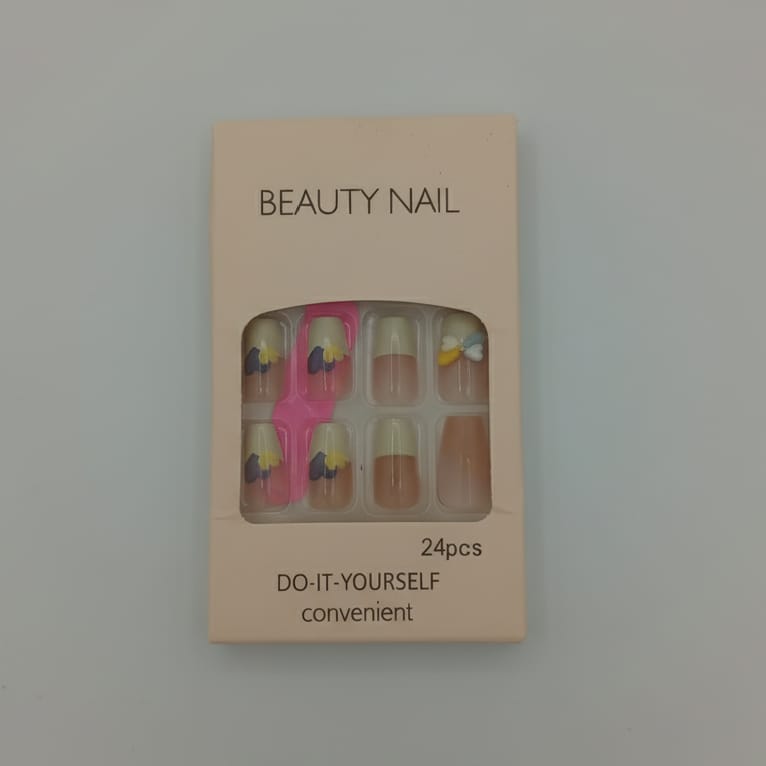 Floral Press-On Nails Set - 24 Pieces Sunflower Design