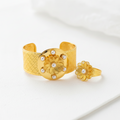 "Gold Floral Bangle and Ring Set