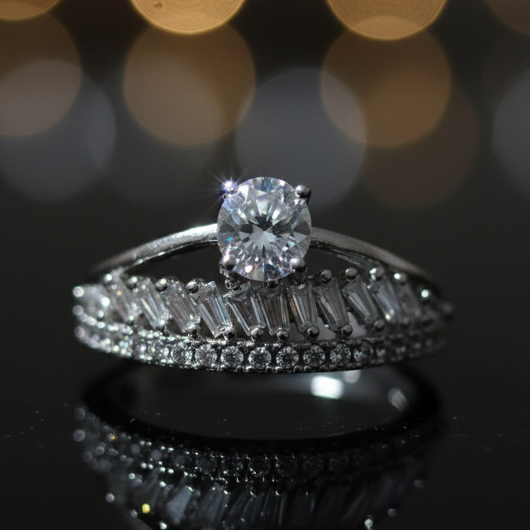 Crystal Ring with Ornate