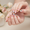 Floral Press-On Nails Set - 24 Pieces Sunflower Design