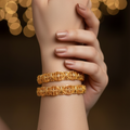Ornate Carved Gold Bangles Pair - Intricate Geometric Bridal Jewelry