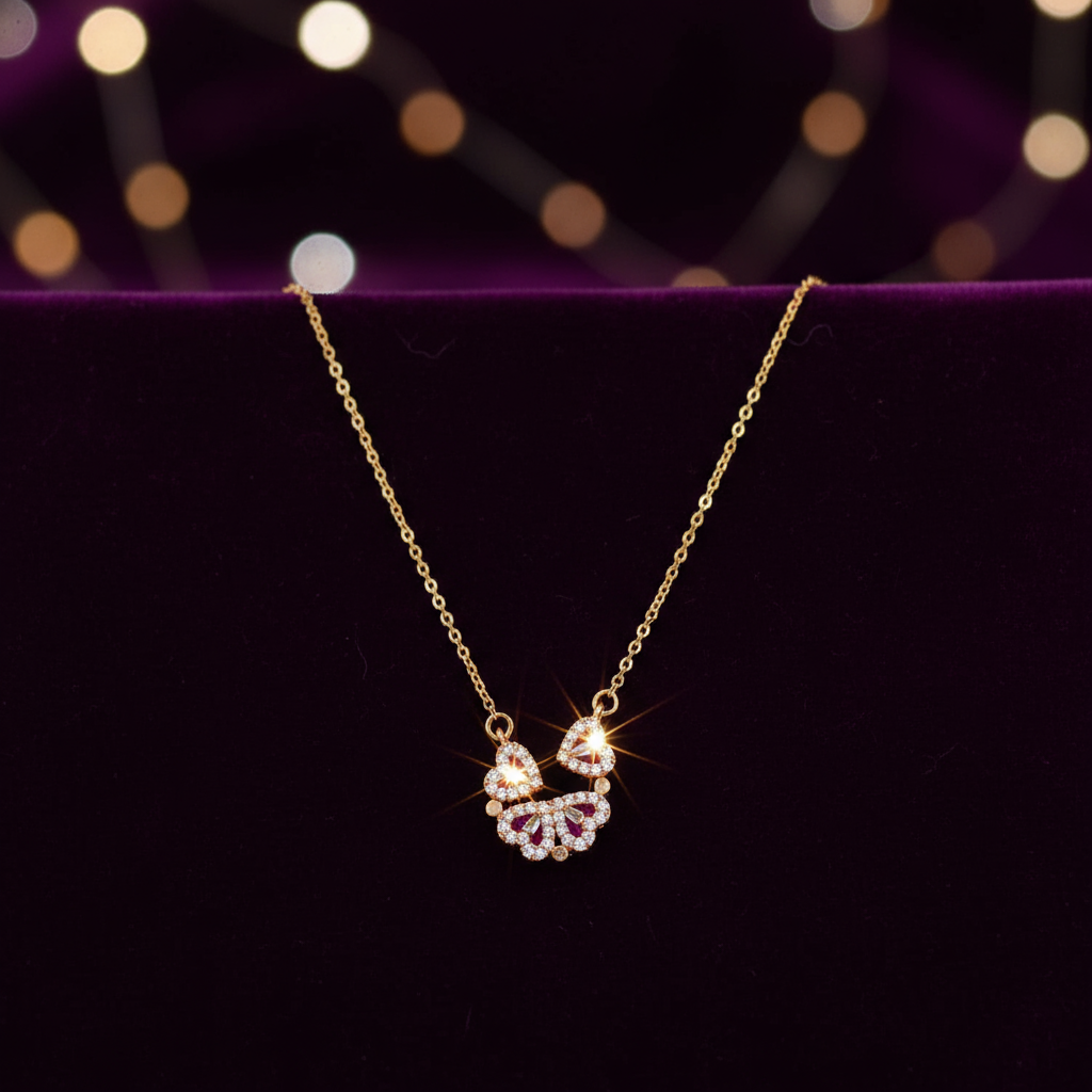 Gold Plated Crescent Pendant Necklace