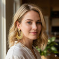 Golden Radiance Fan Hoop Earrings