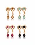 Multi-Color Drop Earrings Gold Tone Crystal