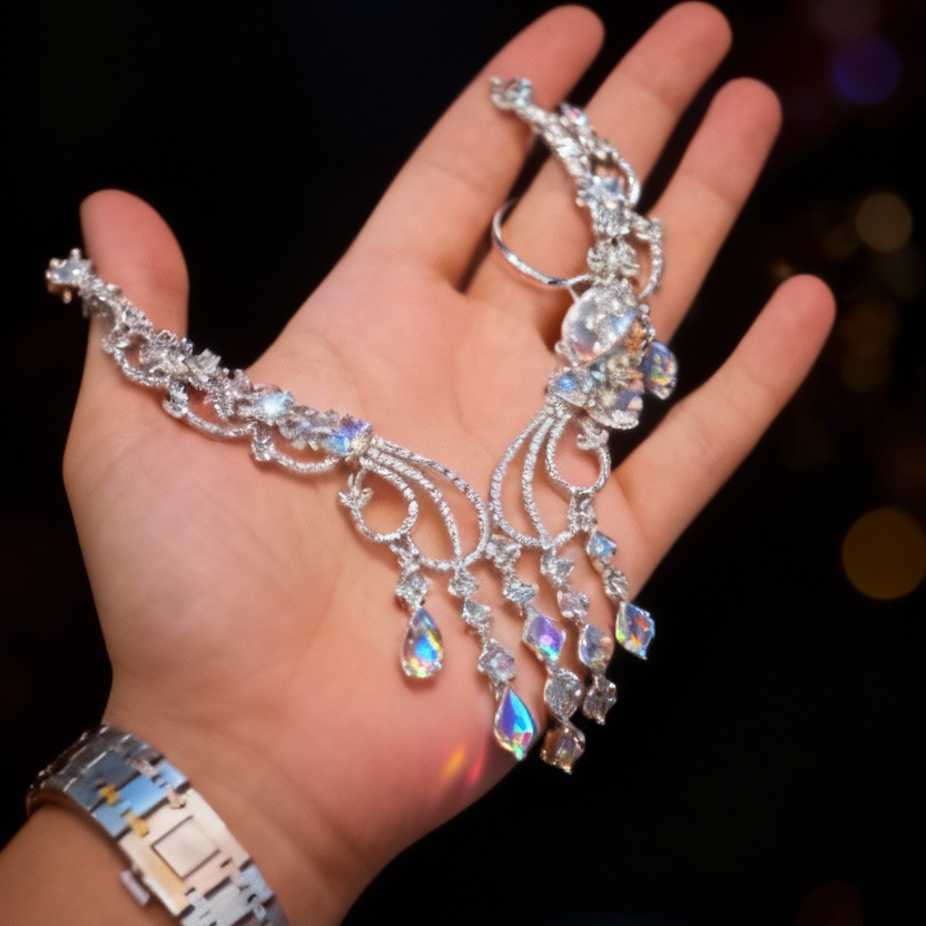 1 Carat Bridal Jewelry Set - Necklace, Rings & Bracelet | Premium Silver