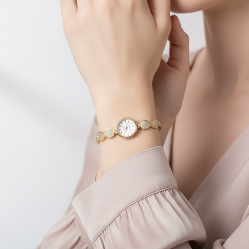 Delicate Gold Crystal Real Watch Bracelet
