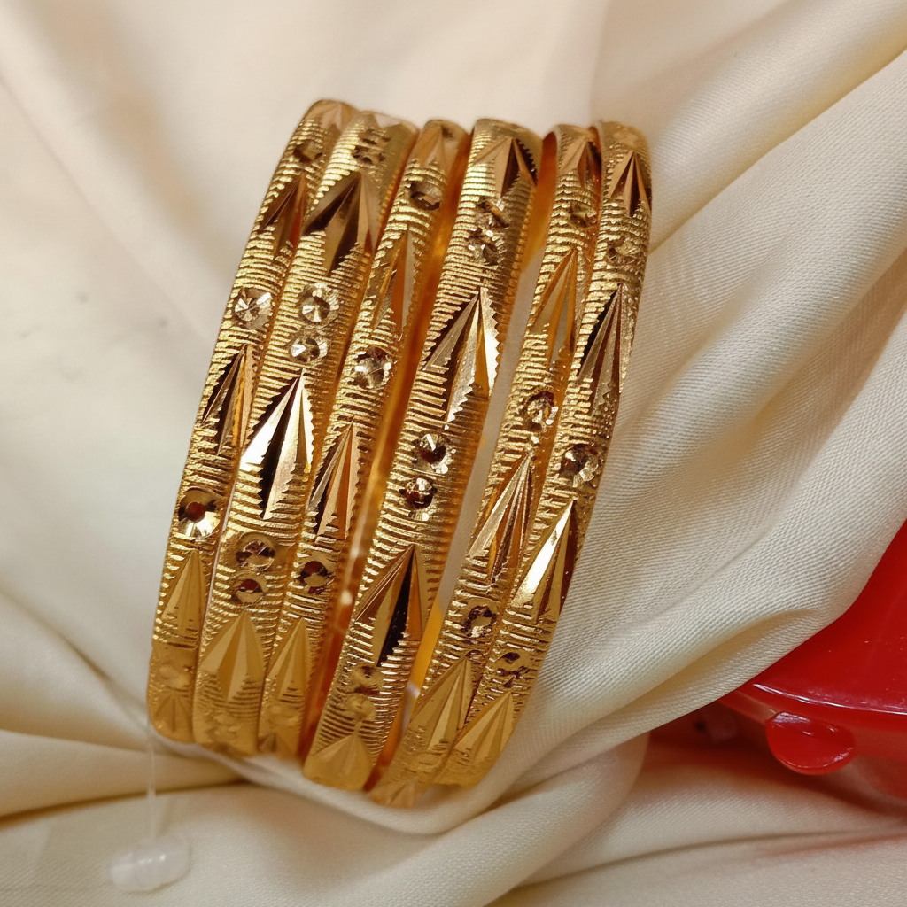 Gold Plated Baby Bangles Set - Intricate Design Baby Jewelry