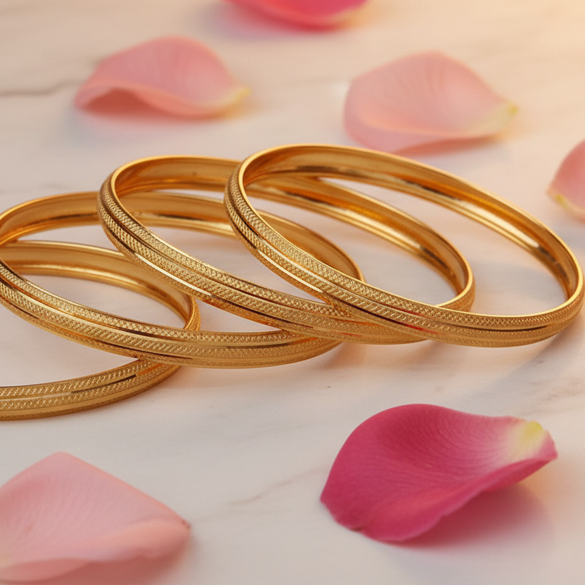 Premium Gold Bangles Set - Traditional Bridal Jewelry
