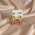 Gold Plated Earring Set - Triple Hoop & Ball Stud Combo |