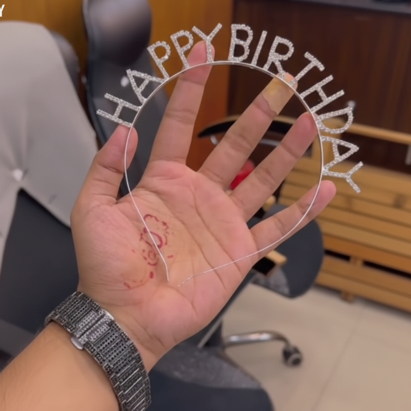 Happy Birthday Party Headband - Rose Gold Glitter