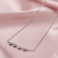 Silver Heart Necklace - Four Hearts with Crystal Stones