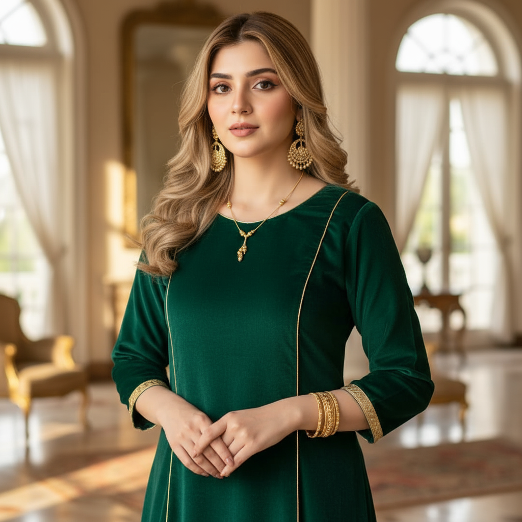 Elegant Gold Necklace Set with Ornate Pendant