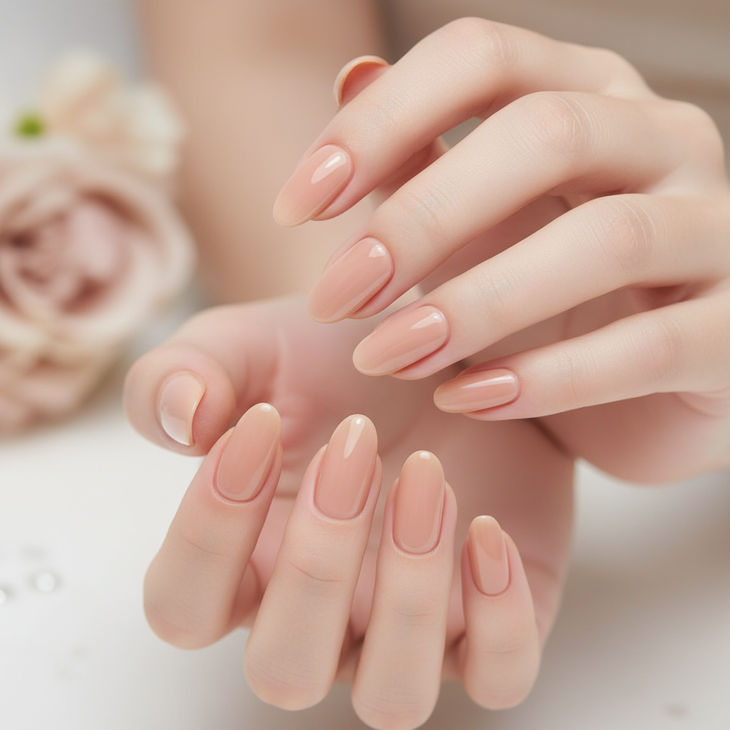 Nude Nail Patches - Natural Beige Peach Tones (7-15 Days Wear)
