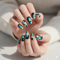 Abstract Art Press-On Nails - 24 Pieces Colorful Modern Design