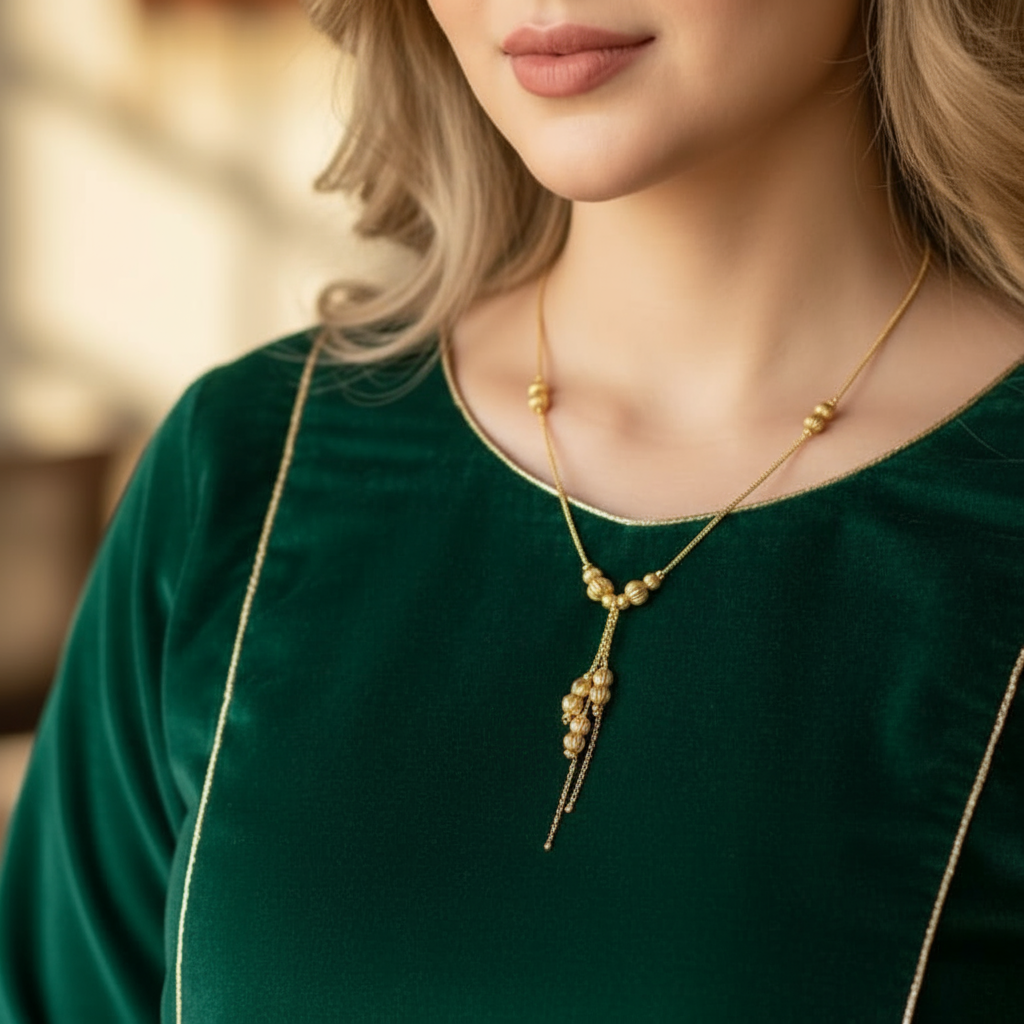 Elegant Gold Necklace Set with Ornate Pendant