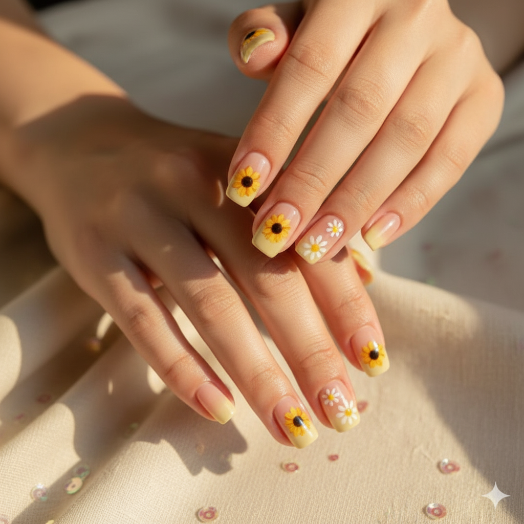 Sunflower & Daisy Press-On Nails