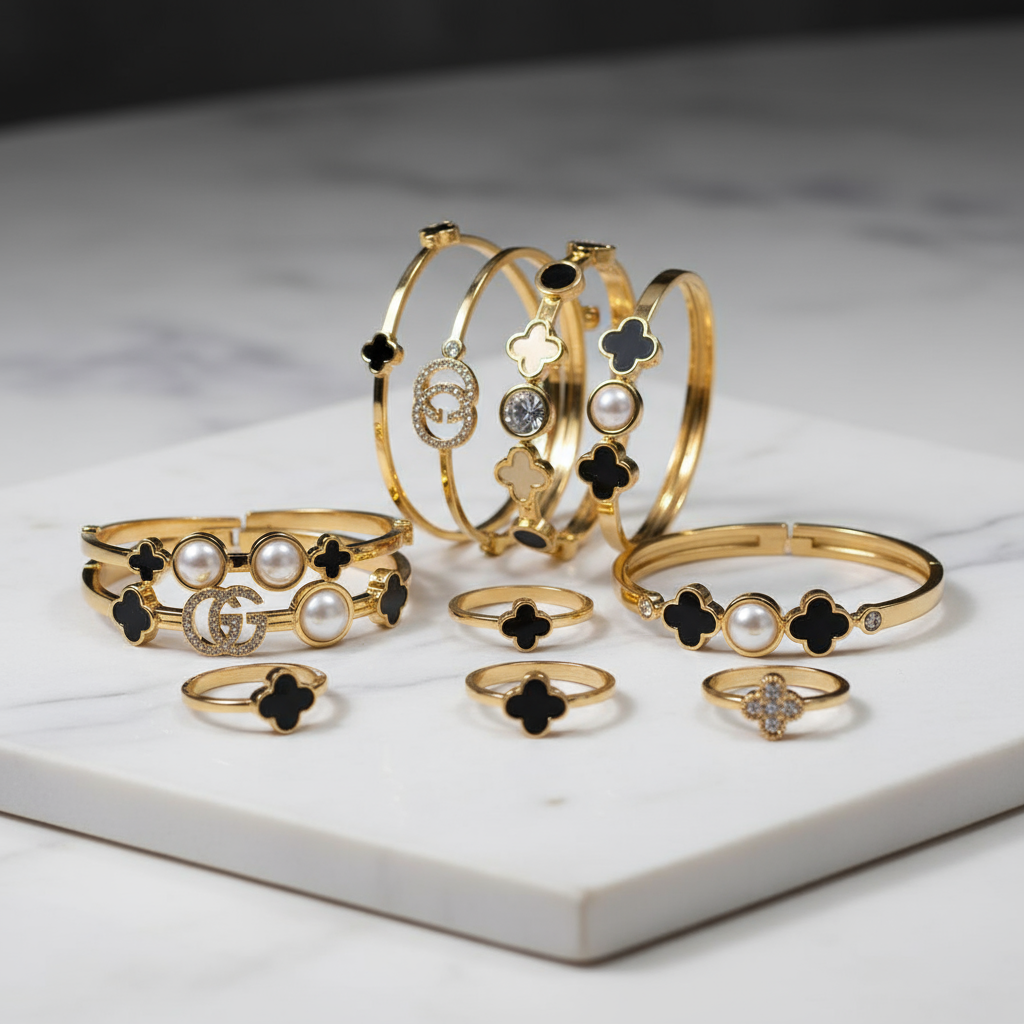 Gold Clover Bangle Bracelet luxury styles