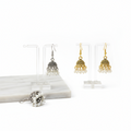 Traditional Jhumka Earrings with Pearl Beads - Gold & Silver