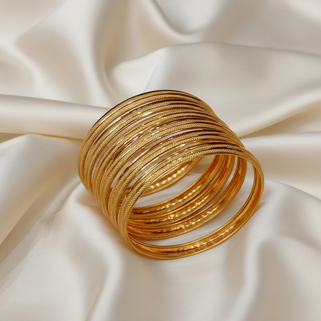 Premium Gold Bangles Set - Traditional Bridal Jewelry