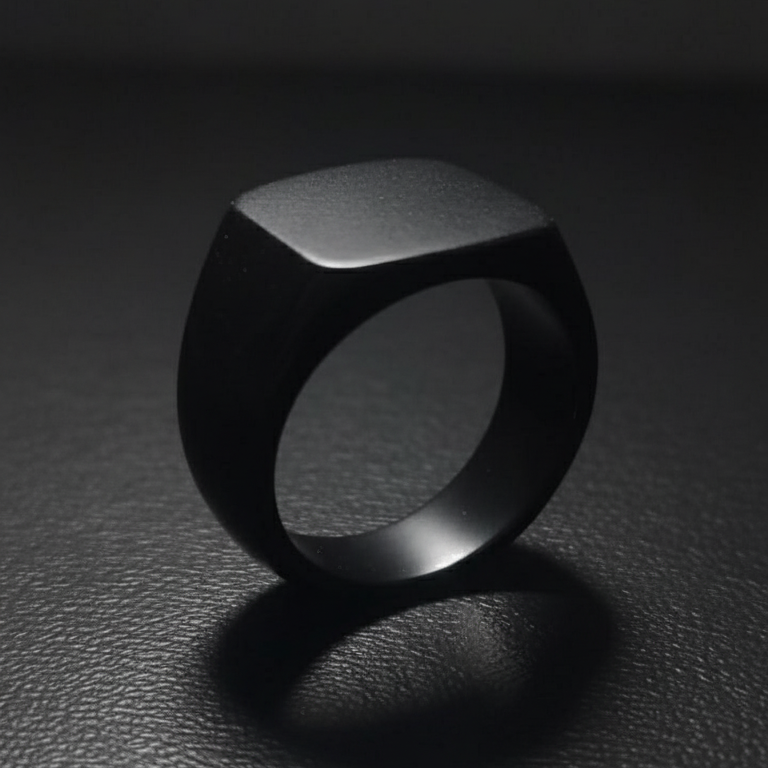 Black Marble Ring - Natural Stone Elegance Band