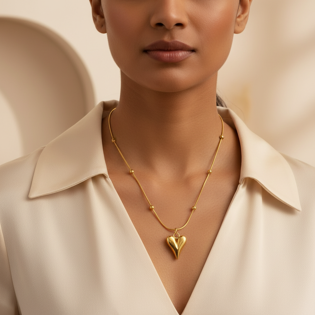 Gold Heart Pendant Necklace