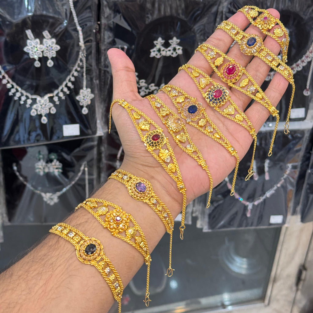 Gold Bracelets with Gemstones - Multicolor Stone Filigree Bracelet Collection