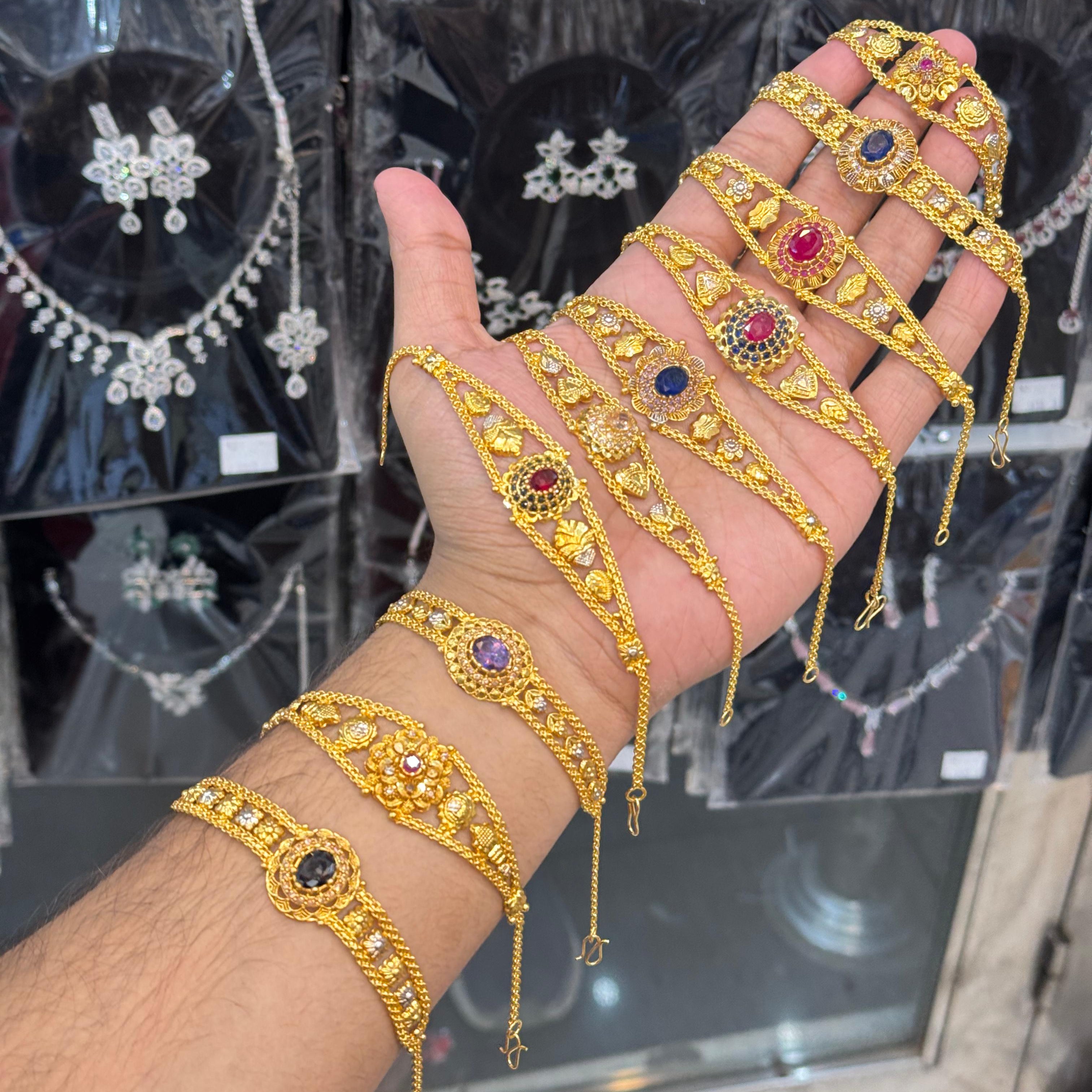 Gold Bracelets with Gemstones - Multicolor Stone Filigree Bracelet Collection