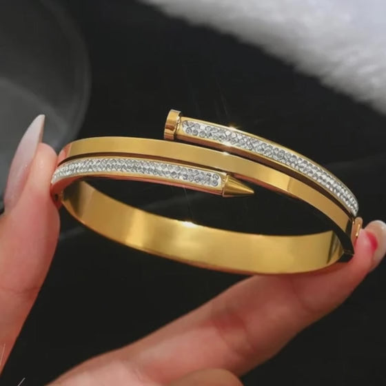 Luxury Gold plated Zircon Nail Bracelet Bangle
