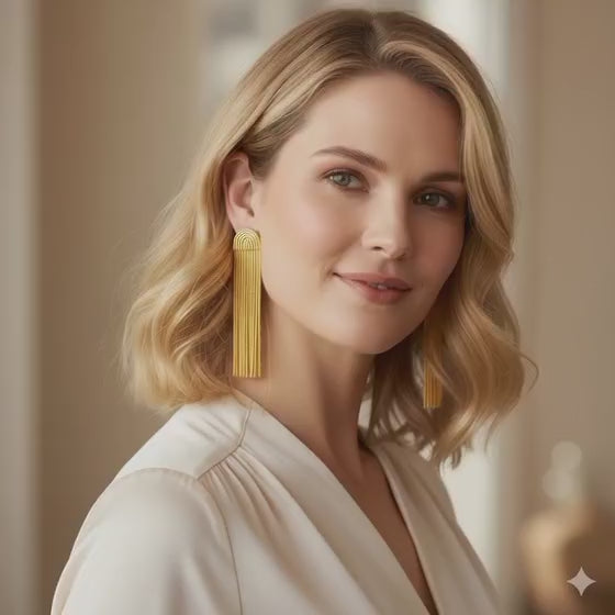 Luxurious Gold Tassel Earrings