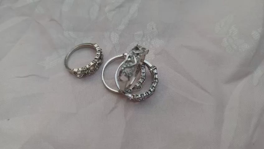 Silver Plated Crystal Heart Ring Pairs