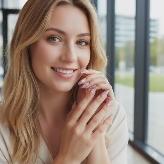 Purple Ombre Press-On Nails with Floral Design - Professional One Minute